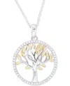 Macy's Cubic Zirconia Tree Pendant Necklace In Sterling Silver & 14k Gold-plate, 16" + 2" Extender (also In In Sterling Silver,gold Plate