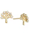 Macy's Cubic Zirconia Tree Stud Earrings (1/3 Ct. T.w.) In 14k Gold Over Sterling Silver In Gold