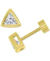 Macy's Cubic Zirconia Triangle Bezel Screw Back Stud Earrings In 14k Gold-plated Sterling Silver In Gold