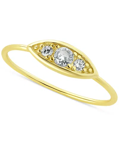 Macy's Cubic Zirconia Trio Accent Ring In 18k Gold-plated Sterling Silver