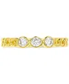 Macy's Cubic Zirconia Trio Link Ring In Sterling Silver Or 14k Gold Over Sterling Silver In Gold