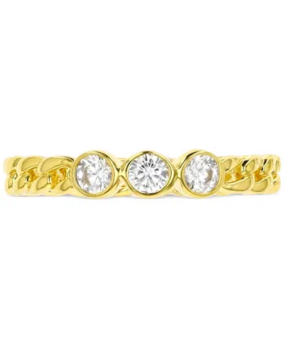 Macy's Cubic Zirconia Trio Link Ring In Sterling Silver Or 14k Gold Over Sterling Silver