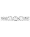 Macy's Cubic Zirconia Trio Link Ring In Sterling Silver Or 14k Gold Over Sterling Silver In White