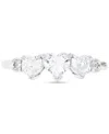 Macy's Cubic Zirconia Triple Heart Ring In Sterling Silver In Sterling Silver