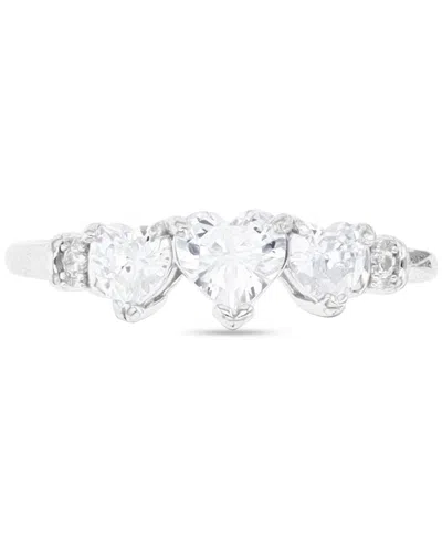 Macy's Cubic Zirconia Triple Heart Ring In Sterling Silver