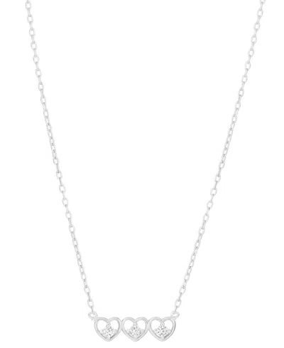 Macy's Cubic Zirconia Triple Open Heart Necklace (0.06 Ct. T.w.) In 14k Gold Over Sterling Silver (also In 