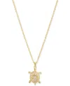 Macy's Cubic Zirconia Turtle Pendant Necklace (3/8 Ct. T.w.) In 14k Gold Over Sterling Silver In Gold