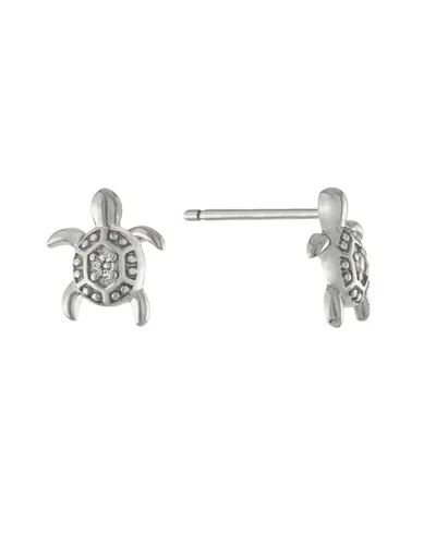 Macy's Cubic Zirconia Turtle Stud Earrings In Silver