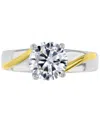 MACY'S CUBIC ZIRCONIA TWIST STYLE ENGAGEMENT RING IN STERLING SILVER & 14K GOLD-PLATE