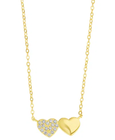 Macy's Cubic Zirconia Two Hearts Pendant Necklace In Gold
