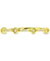 Macy's Cubic Zirconia Two Level Narrow Stack Ring In 14k Gold-plated Sterling Silver In Gold
