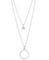 Macy's Cubic Zirconia Two-row Pendant Necklace In Sterling Silver Or 14k Gold Over Sterling Silver, 18" + 2 In Silver