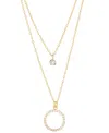 Macy's Cubic Zirconia Two-row Pendant Necklace In Sterling Silver Or 14k Gold Over Sterling Silver, 18" + 2 In Gold