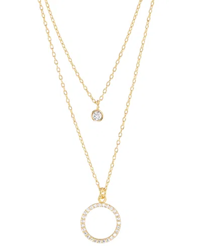 Macy's Cubic Zirconia Two-row Pendant Necklace In Sterling Silver Or 14k Gold Over Sterling Silver, 18" + 2