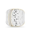 Macy's Cubic Zirconia Two Tone Hammered Overlapped Ring In White
