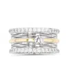 Macy's Cubic Zirconia Two Tone Polished Heart Paved Ring In Silver