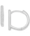 Macy's Cubic Zirconia Vertical Bar Small Huggie Hoop Earrings, 0.51" In Silver
