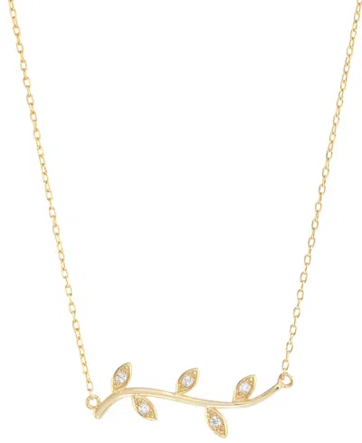 Macy's Cubic Zirconia Vine Pendant Necklace In 14k Gold-plated Sterling Silver, 16" + 3" Extender
