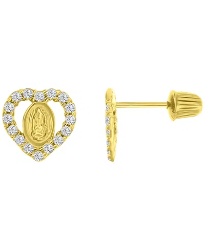 Macy's Cubic Zirconia Virgin Mary Heart Stud Earrings In Gold