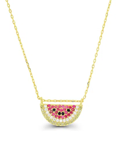 Macy's Cubic Zirconia Watermelon Necklace (3/4 Ct. T.w.) In 14k Gold Over Sterling Silver In Gold Over Silver