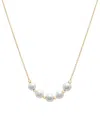 Macy's Cultured Freshwater (5mm) & Gold Bead 18" Collar Necklace In 14k Gold In White