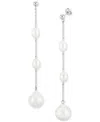 Macy's Cultured Freshwater Baroque Pearl (12mm And 8 X 6mm) Linear Drop Earrings In 14k Gold In Metallic
