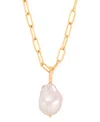 MACY'S CULTURED FRESHWATER BAROQUE PEARL (13-14MM) 18" PENDANT NECKLACE IN 18K GOLD-PLATED STERLING SILVER