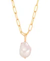 Macy's Cultured Freshwater Baroque Pearl (13-14mm) 18" Pendant Necklace In 18k Gold-plated Sterling Silver In Gold Over Silver