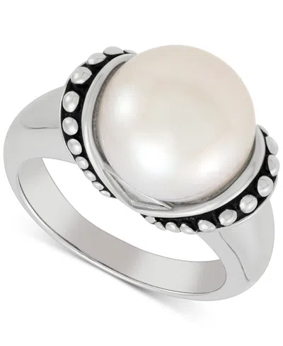 Macy's Cultured Freshwater Button Pearl (11-1/2mm) Ring In Sterling Silver