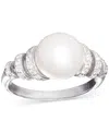 Macy's Cultured Freshwater Pearl (10mm) & Cubic Zirconia Swirl Coil Ring In Sterling Silver