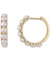 Macy's Cultured Freshwater Pearl (2-1/2-3mm) Small Hoop Earrings In 14k Yellow Gold Over Sterling Silver, 1 In Gold Over Silver