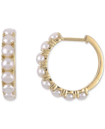 Macy's Cultured Freshwater Pearl (2-1/2-3mm) Small Hoop Earrings In 14k Yellow Gold Over Sterling Silver, 1 In Gold Over Silver