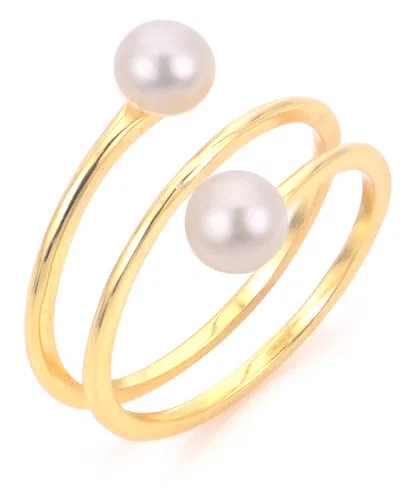 Macy's Cultured Freshwater Pearl (3.5-4mm) Ring In Sterling Silver With 14k Gold Plating