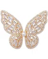 Macy's Cultured Freshwater Pearl (3mm) & Cubic Zirconia Butterfly Brooch In 18k Gold-plated Sterling Silver