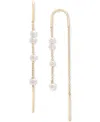 Macy's Cultured Freshwater Pearl (3mm) Pull-through Threader Earrings In 14k Gold In Yellow Gold