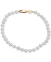 Macy's Cultured Freshwater Pearl (4-4-1/2mm) Strand Bracelet In 10k Yellow Gold In White