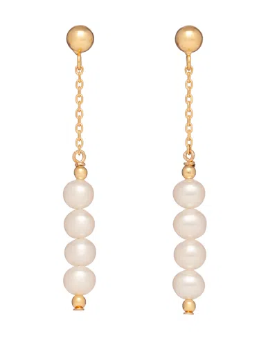 Macy's Cultured Freshwater Pearl (4.5-5mm) Linear Drop Earrings In 18k Yellow Gold