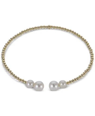Macy's Cultured Freshwater Pearl (4mm 7mm) Cuff Bracelet In 14k Yellow Gold