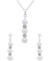MACY'S CULTURED FRESHWATER PEARL (5-7MM) & CRYSTAL PENDANT NECKLACE & MATCHING DROP EARRINGS SET IN STERLIN