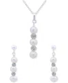 Macy's Cultured Freshwater Pearl (5-7mm) & Crystal Pendant Necklace & Matching Drop Earrings Set In Sterlin In White