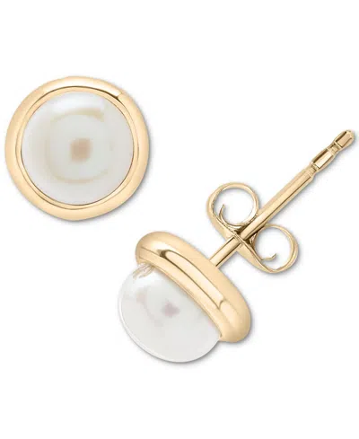 Macy's Cultured Freshwater Pearl (5mm) Stud Earrings In 10k Yellow Gold