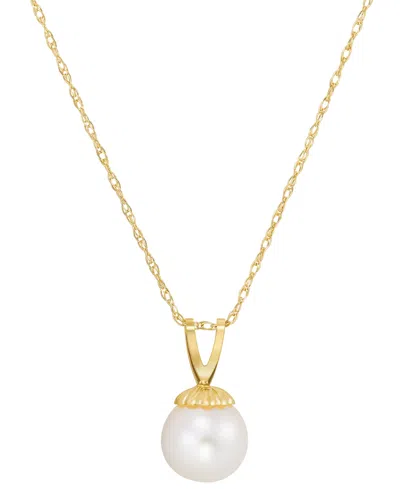 Macy's Cultured Freshwater Pearl (6-3/4mm) 18" Pendant Necklace In 14k Gold