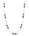 Macy's Cultured Freshwater Pearl (6-7mm) And Onyx Station Necklace In Sterling Silver In Silver