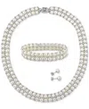 Macy's Cultured Freshwater Pearl (6-8mm) 3-pc. Set Double Row Strand Necklace, Stretch Bracelet & Stud Earr In White