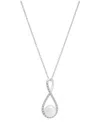 Macy's Cultured Freshwater Pearl (6mm) & Diamond (1/10 Ct. T.w.) Infinity 18" Pendant Necklace In 10k White