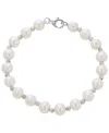 Macy's Cultured Freshwater Pearl (7-8mm) With Brilliance Beads Bracelet In Sterling Silver In White