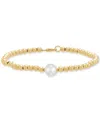 Macy's Cultured Freshwater Pearl (8-8.5mm) & Bead Bracelet In 14k Yellow Gold In Gold