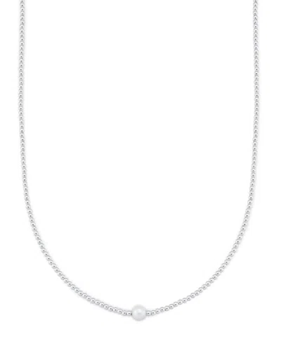 Macy's Cultured Freshwater Pearl (8-8.5mm) Stationed Bead Necklace In 14k Gold Over Sterling Silver, 18" Ma
