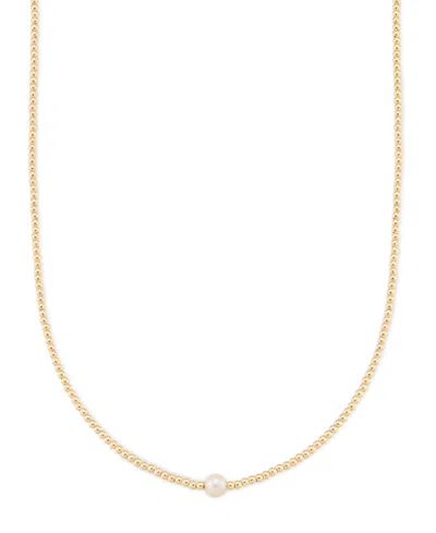 Macy's Cultured Freshwater Pearl (8-8.5mm) Stationed Bead Necklace In 14k Gold Over Sterling Silver, 18" Ma In Gold Over Silver
