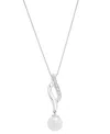 Macy's Cultured Freshwater Pearl (8mm) & Diamond Accent Swirl 18" Pendant Necklace In Sterling Silver